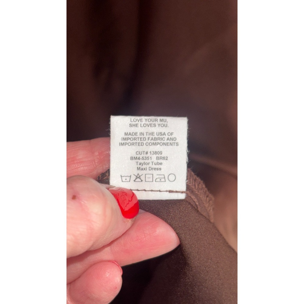 Show Me Your Mumu Taylor Tube Maxi Dress Womens Large Chocolate Luxe Satin Lined - Picture 9 of 12